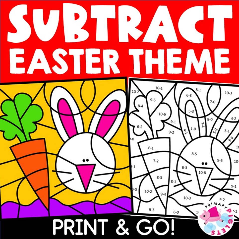 EASTER SUBTRACTION COLOR BY NUMBER CODE