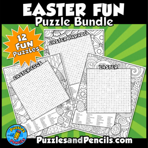 Easter Word Search Puzzle BUNDLE | 12 Wordsearch Puzzles | Easter Fun ...