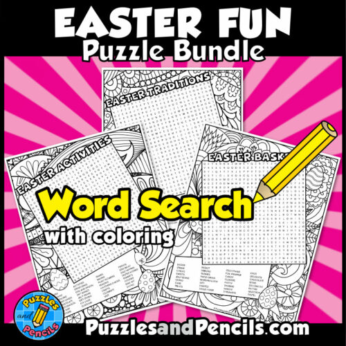 Easter Word Search Puzzle BUNDLE | 12 Wordsearch Puzzles | Easter Fun ...
