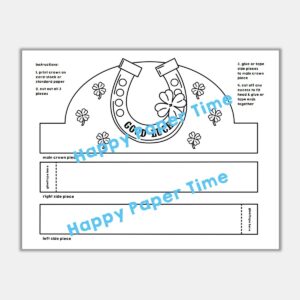 Lucky Horseshoe Paper Crown Headband Printable Coloring St. Patrick's ...