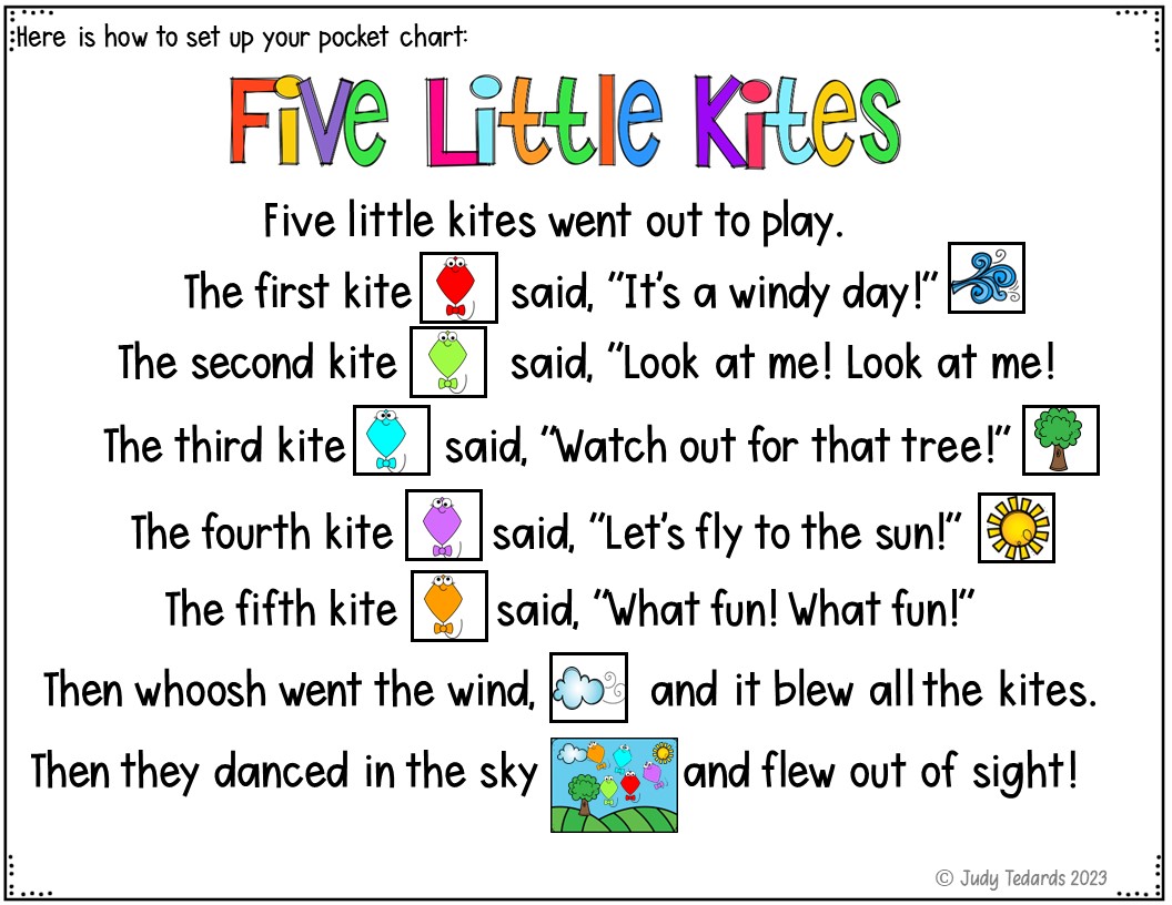 Five Little Kites {Pocket Chart Poem} Made By Teachers