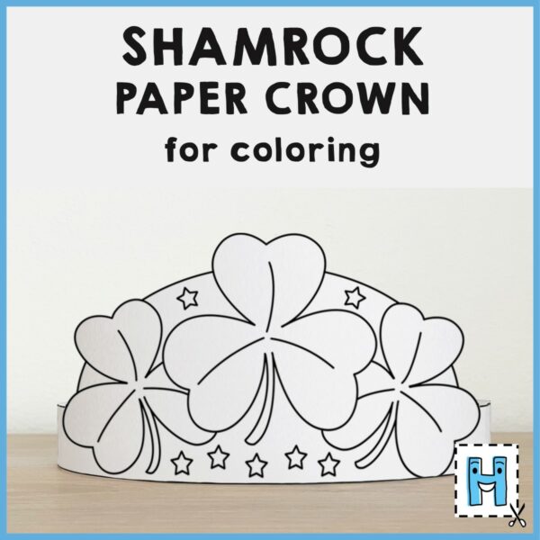 Shamrock Clovers Paper Crown Headband Printable Coloring St. Patrick's ...