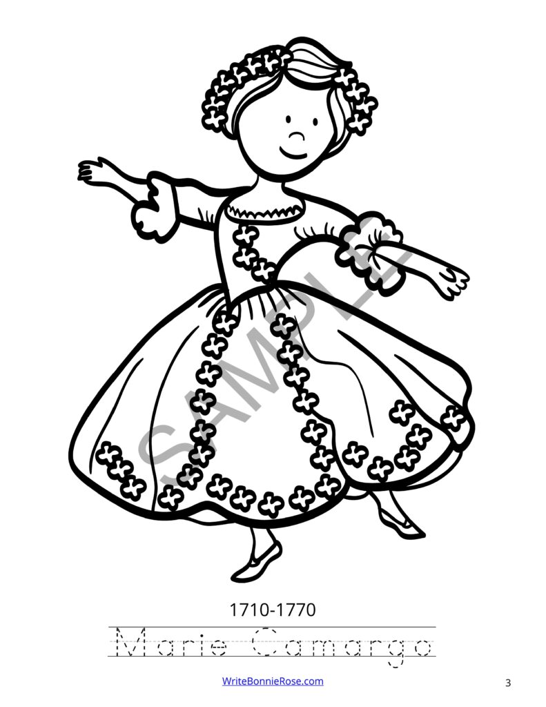 Famous Ballet Dancers Coloring Book with Print Copywork | Made By Teachers