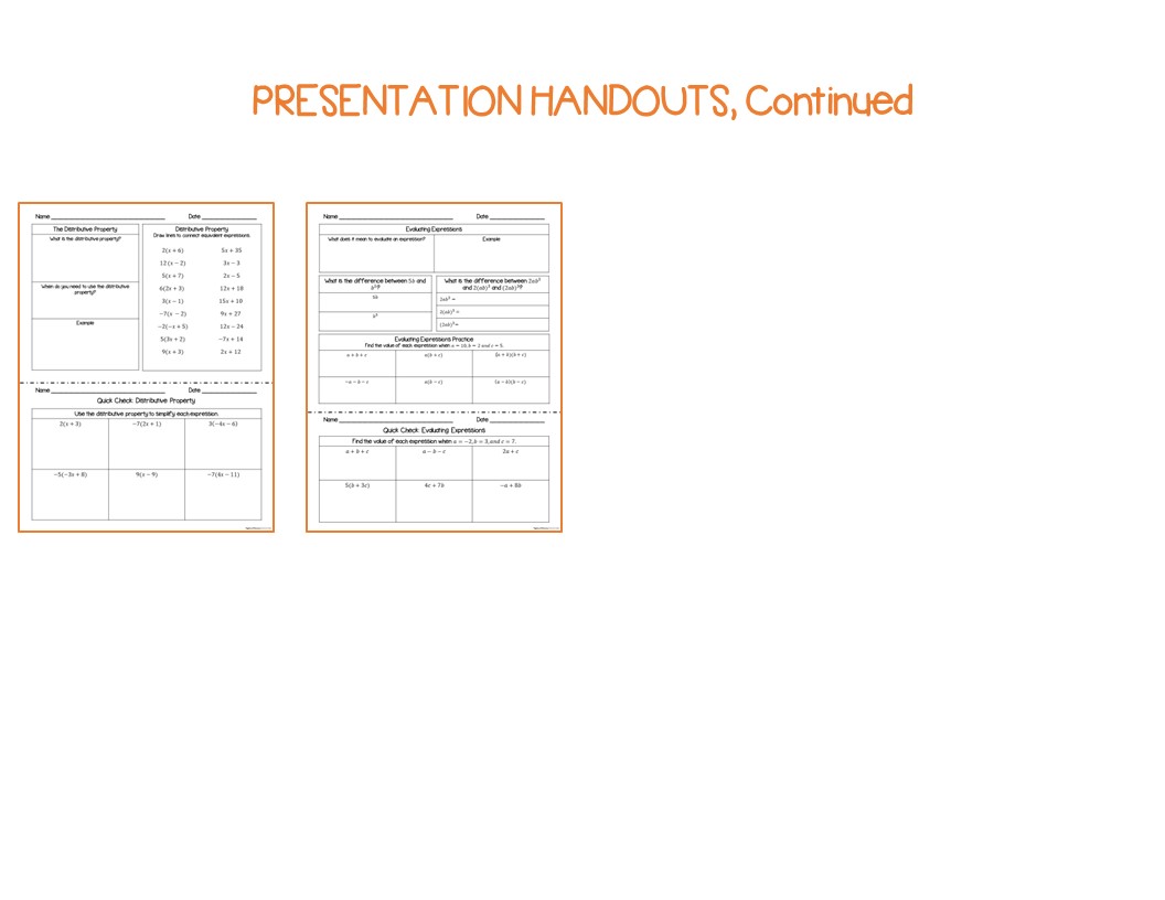 Variables, Terms, and Expressions - Algebra Guided Note-Taking ...