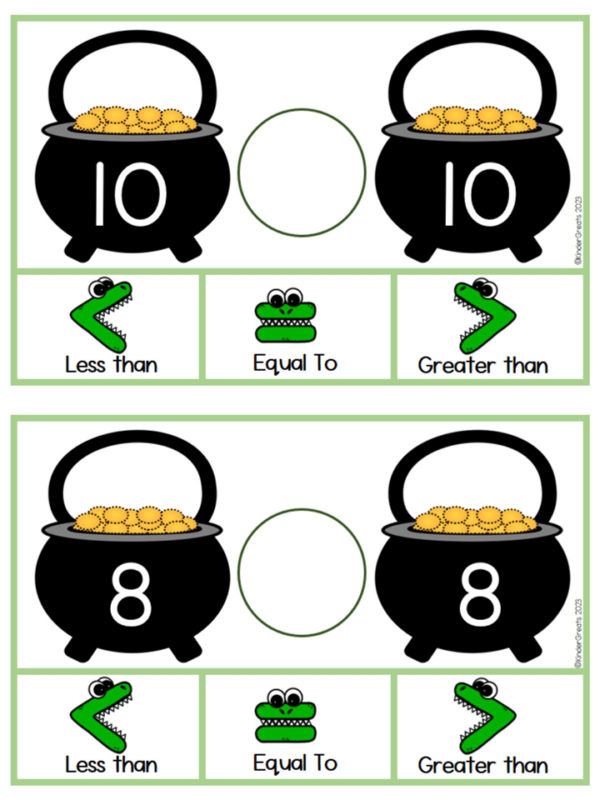 St. Patrick's Day Comparing Numbers Clip Cards 1 to 20 | Made By Teachers