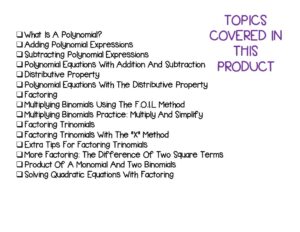 Introduction to Polynomials - Algebra Guided Note-Taking Activities ...