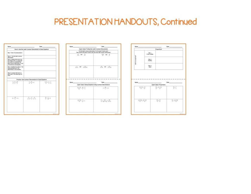 Adding and Subtracting Rational Expressions - Algebra Guided Note ...