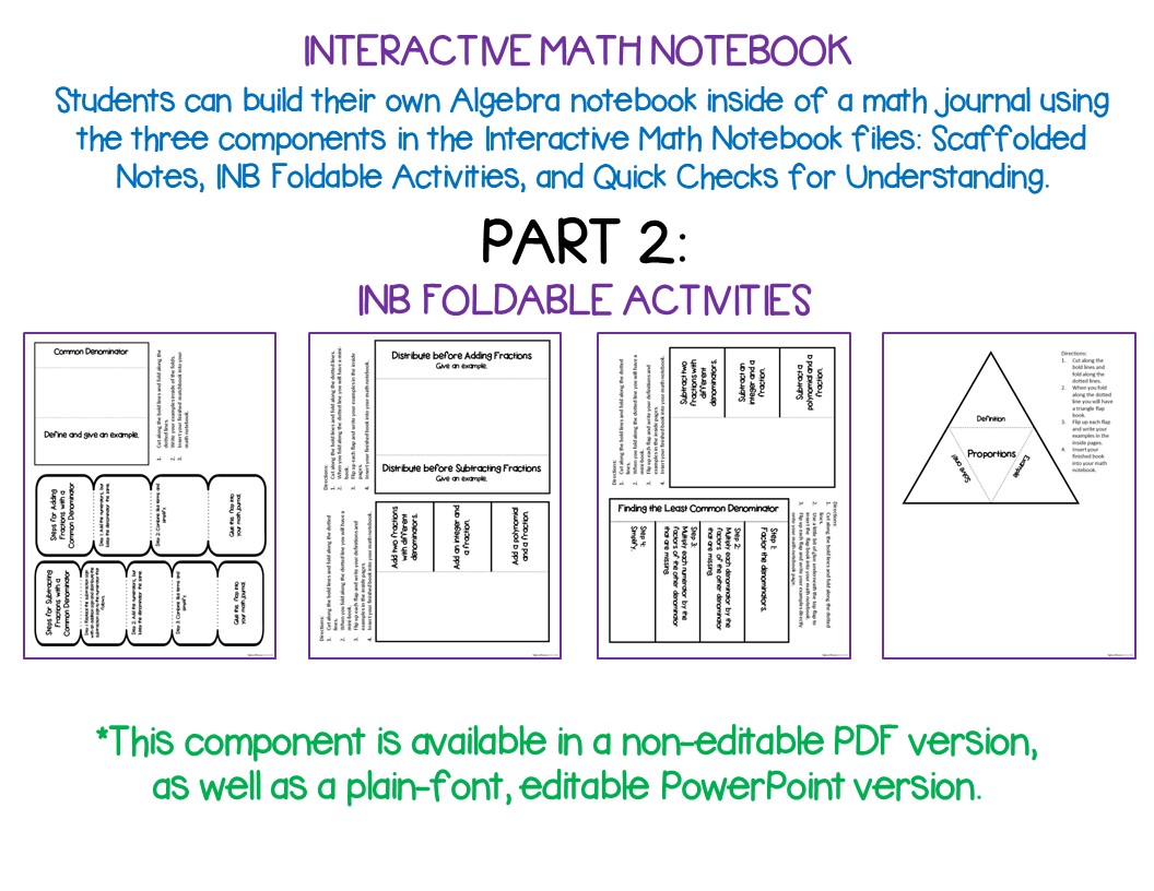 Adding and Subtracting Rational Expressions - Algebra Guided Note ...