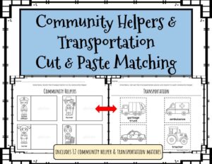Community Helpers and Transportation Cut & Paste Matching | Made By ...
