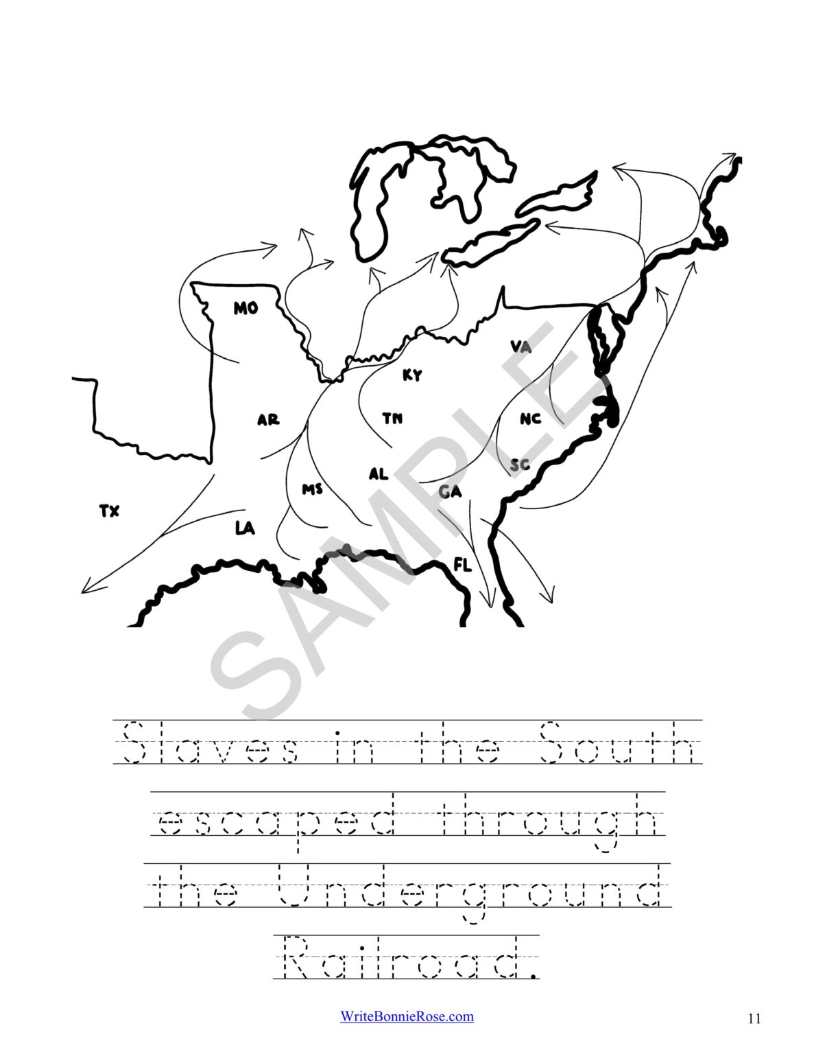 Underground Railroad Coloring Book-Level B | Made By Teachers