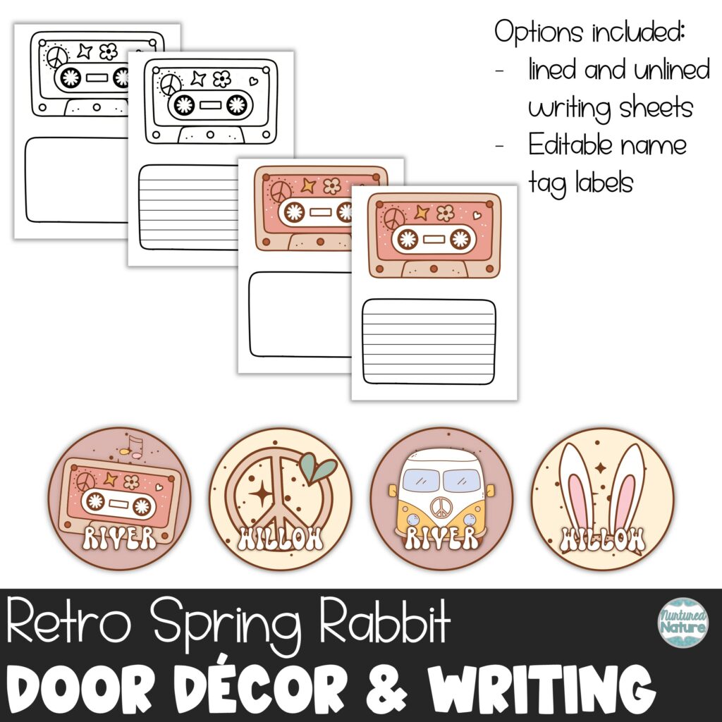 Spring Door Decor with Name Tags - Editable Easter Bunny Bulletin Board ...
