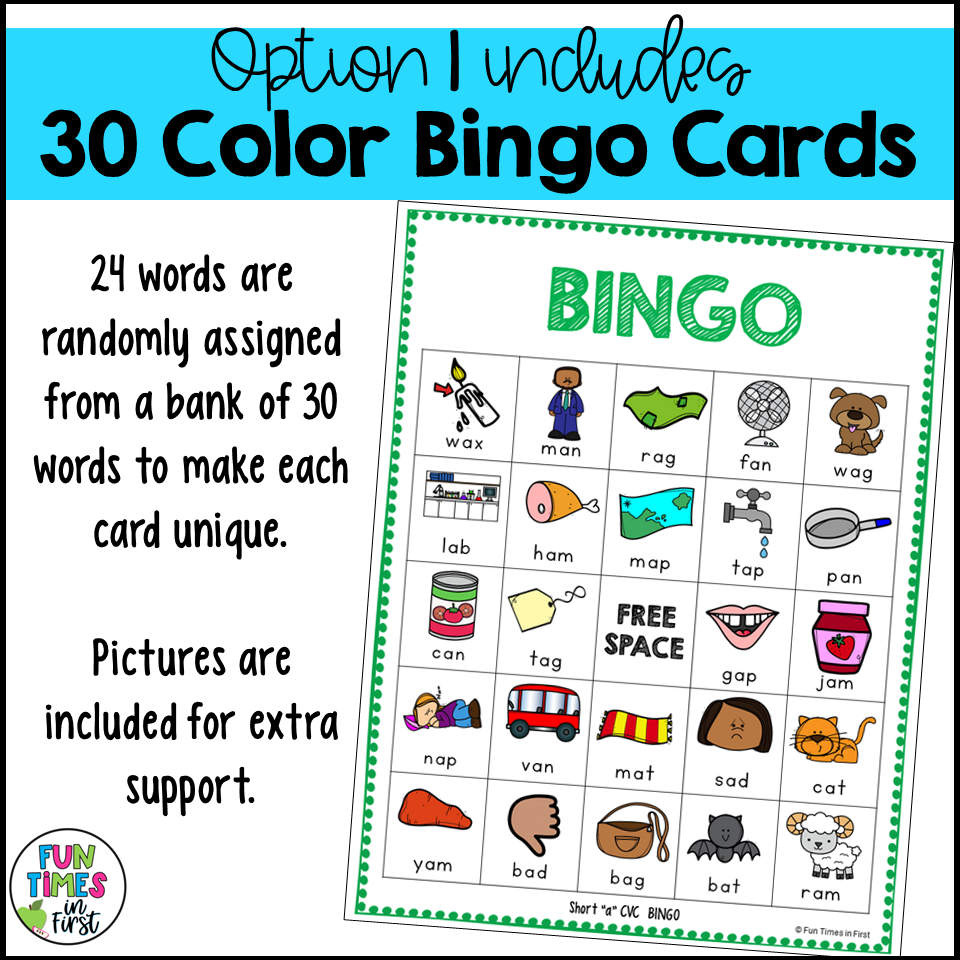 CVC Bingo Games | CVC Short A Words | No Prep Phonics Games - Made By ...