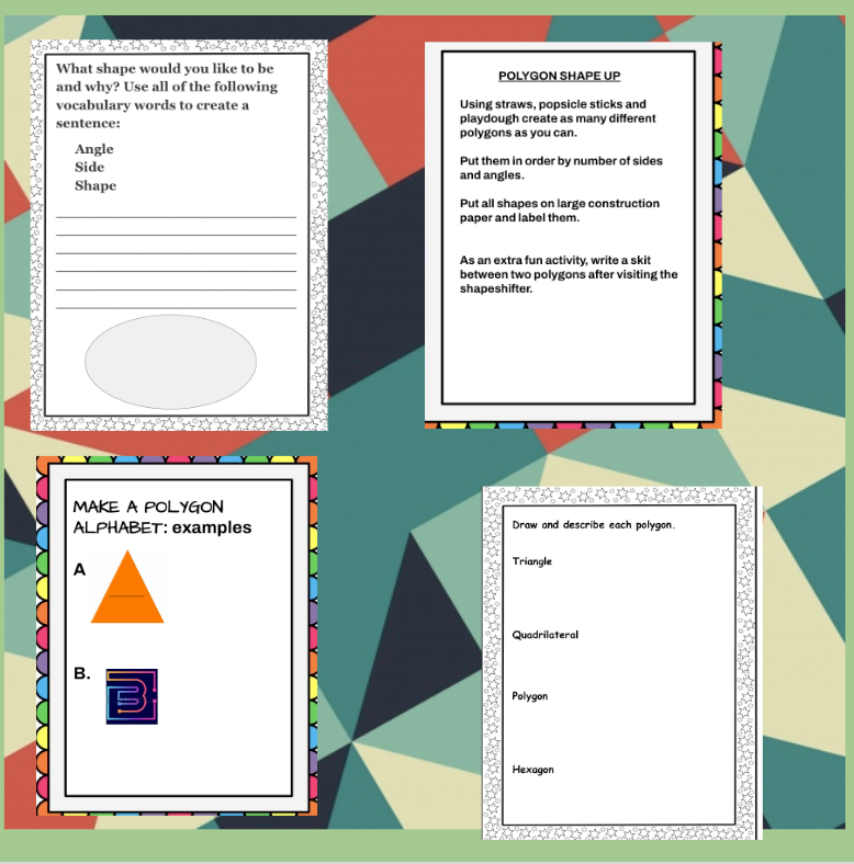 THE GREEDY TRIANGLE by Marilyn Burns MATH & READING LESSONS Made By