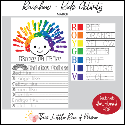 Roy G Biv - Rainbow - St Patrick's Day Printable - handprint Art - DIY ...