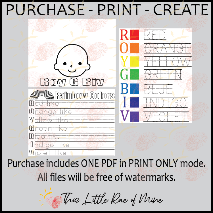 Roy G Biv Rainbow St Patrick s Day Printable Handprint Art DIY 