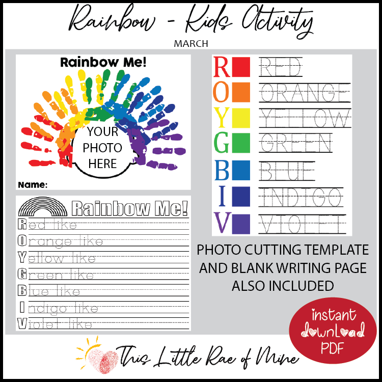 Rainbow Me photo St Patrick #39 s Day Printable handprint Art DIY Rainbow Me photo St Patrick #39 s Day Printable handprint Art DIY