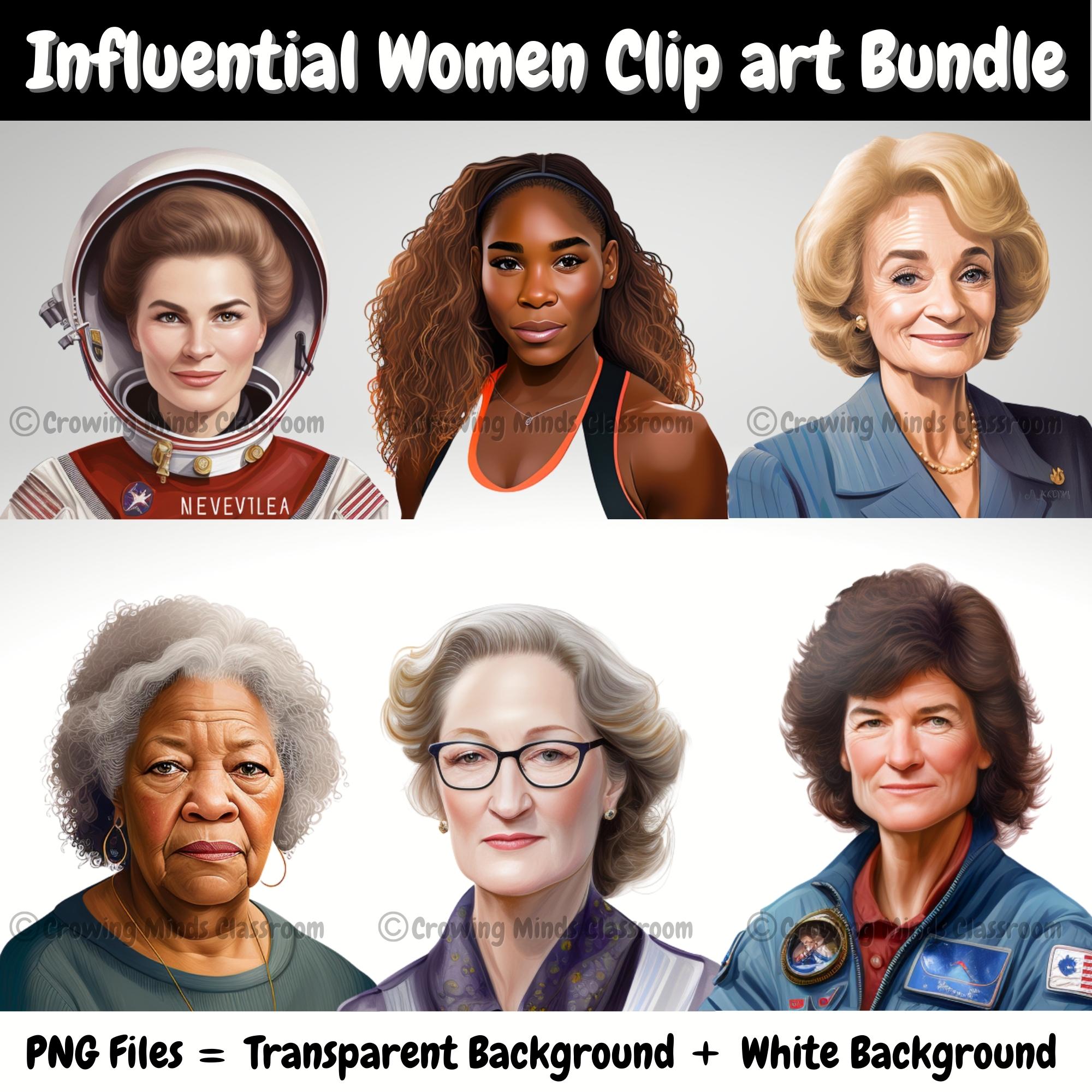 Women's History Clip Art Set Influential Women Clip Art Realistic