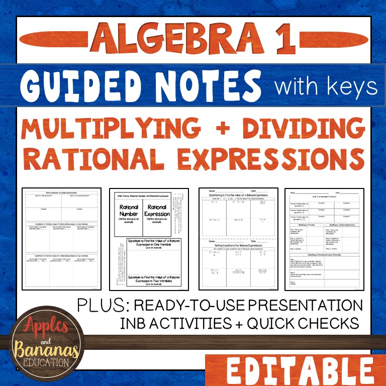 Multiplying and Dividing Rational Expressions Algebra Guided Note