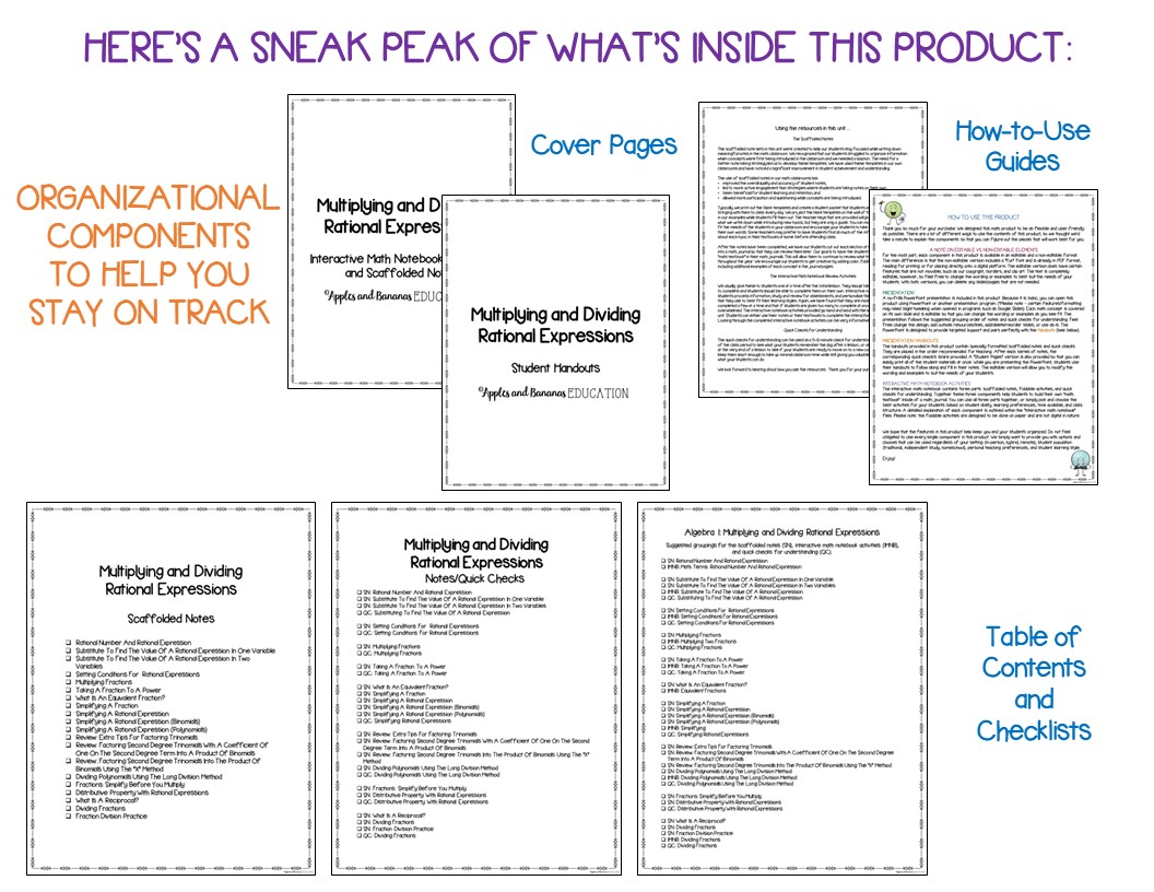 Multiplying and Dividing Rational Expressions Algebra Guided Note