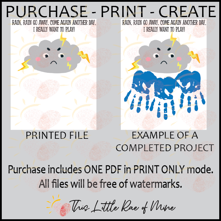 Rain, Rain go away Spring Printable handprint Art weather