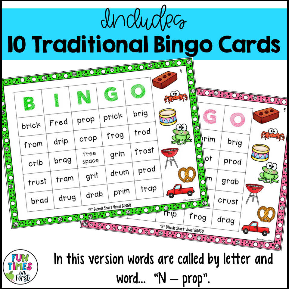 R Blends Short Vowel BINGO Game | No Prep Phonics Games | 1st Grade ...