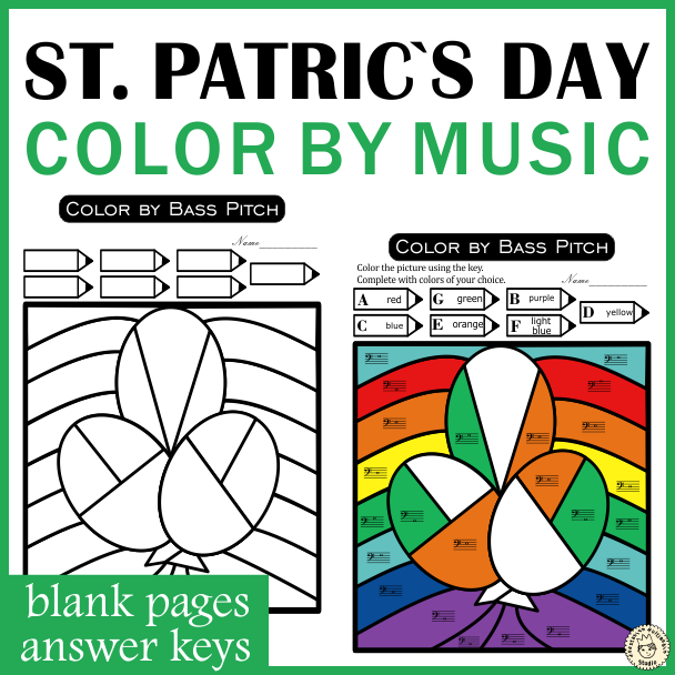 St. Patrick`s Day Music Color by Code Pages | Notes Rests Dynamics ...