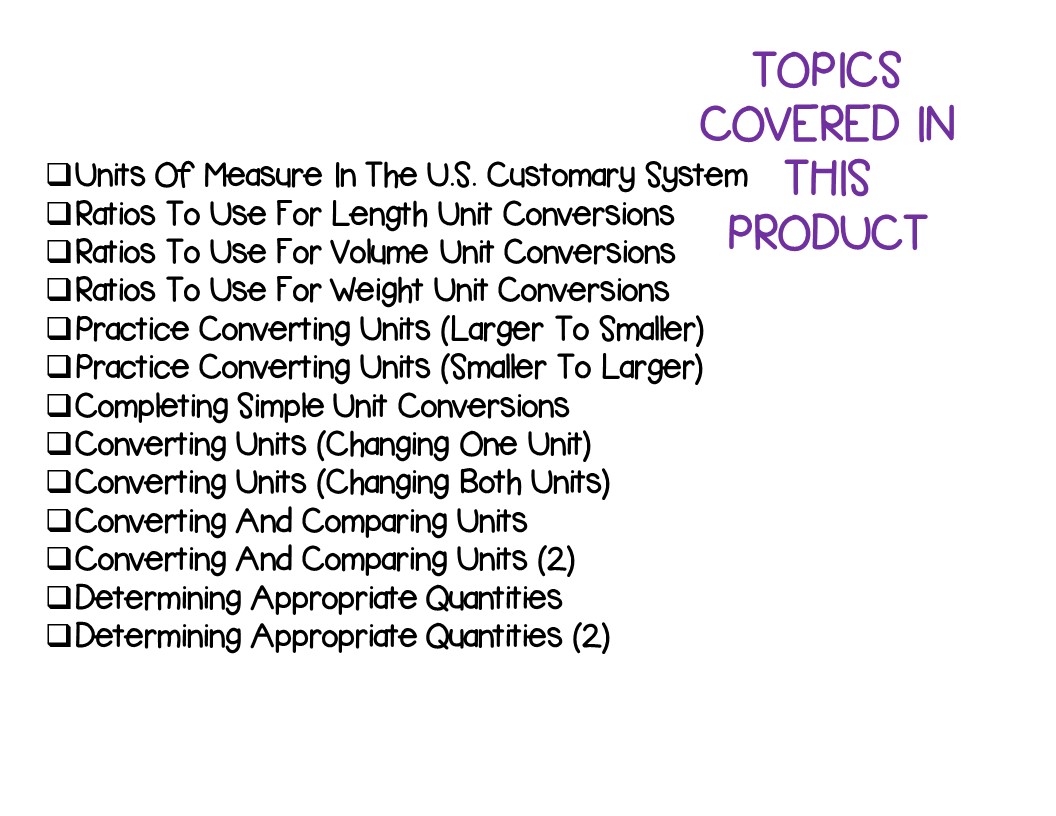 Converting units and comparing measurements algebra interactive note