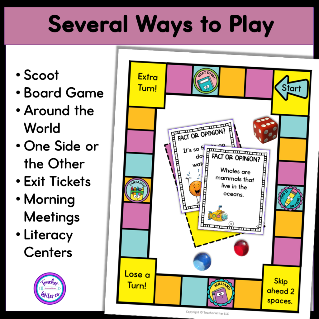 Fact or Opinion Task Cards and Game | Made By Teachers
