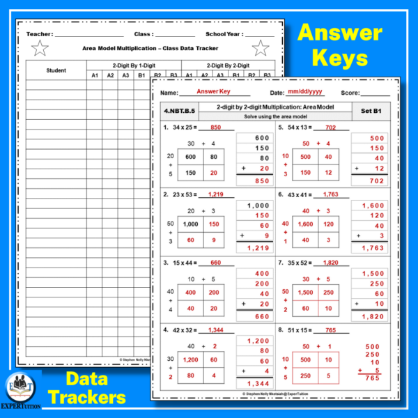 2 Digit by 2 Digit Area Model Multiplication Worksheets | Made By Teachers