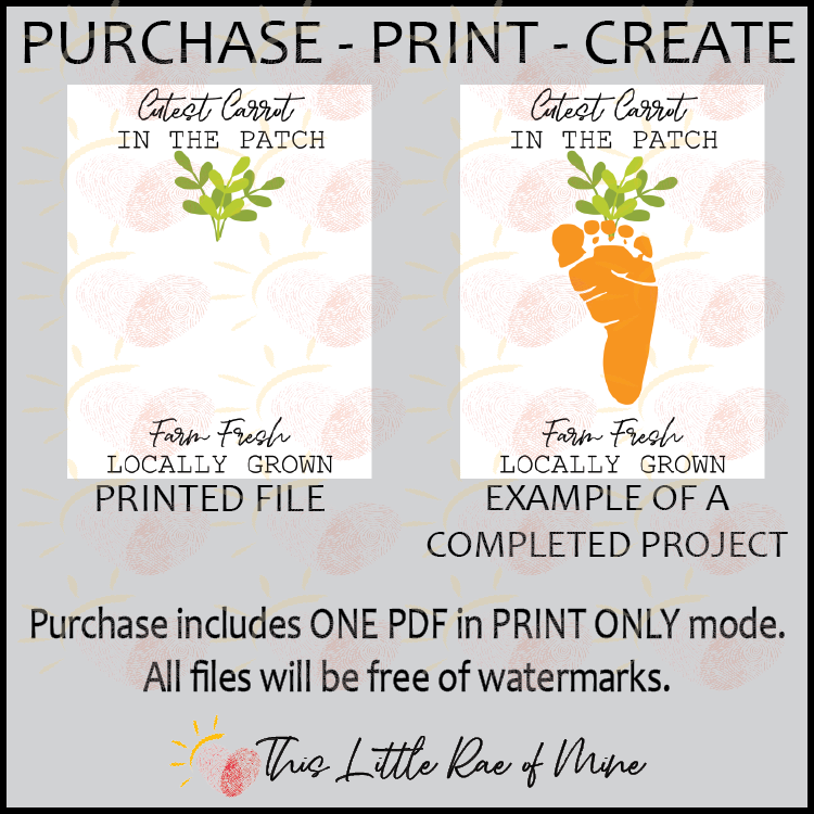 Cutest Carrot in the patch farm fresh Footprint Art Handprint