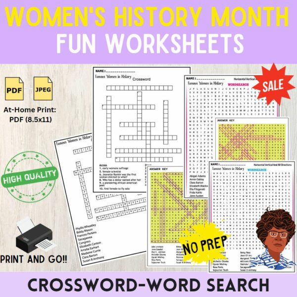 40 Famous Women in History | Women’s History Month Worksheets | word ...