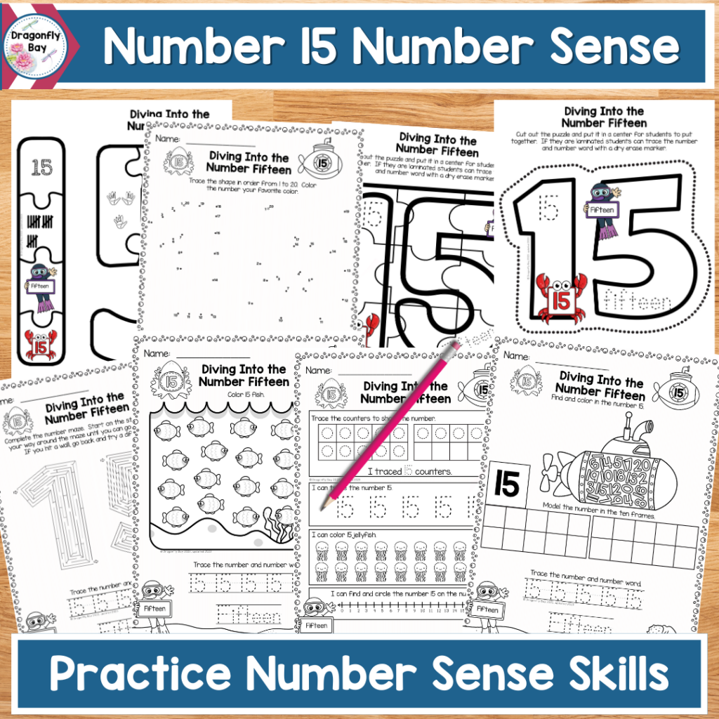Number 15 Number Sense Worksheets Color by Codes and Center Activities ...