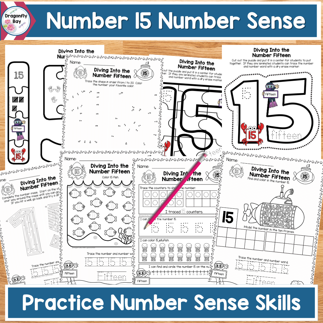 Number 15 Number Sense Worksheets Color by Codes and Center Activities ...
