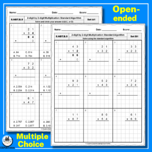 2 Digit by 2 Digit Standard Algorithm Multiplication Worksheets | Made ...