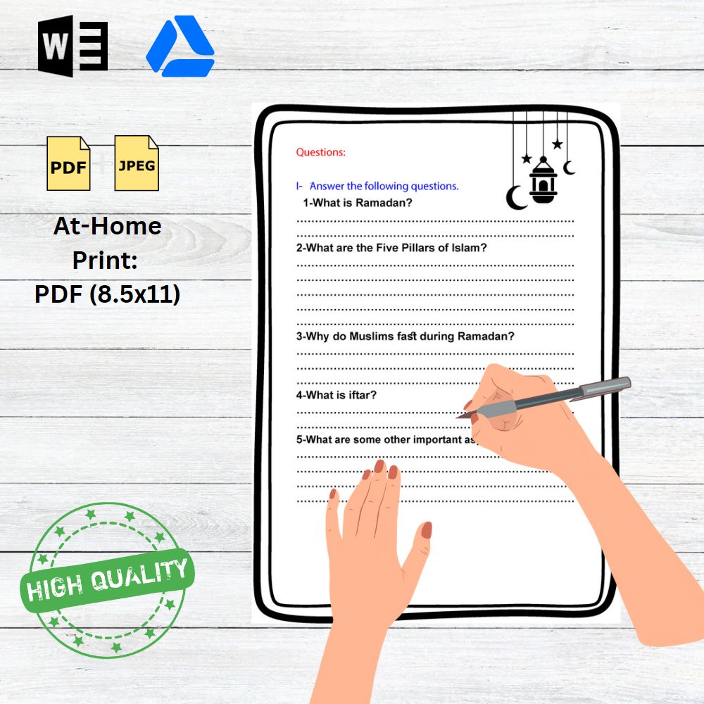 Ramadan Worksheets Reading Comprehension Passages and Questions ...