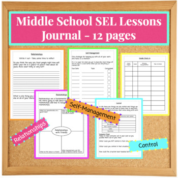 Middle School Social Emotional Journal, Self-Management, Relationships, Grades