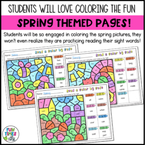 Spring Color By Sight Word Coloring Pages - Editable Sight Word ...