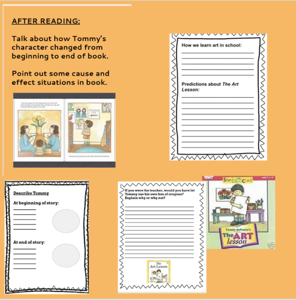 THE ART LESSON BY TOMIE dePAOLA READING ACTIVITY UNIT - Made By Teachers
