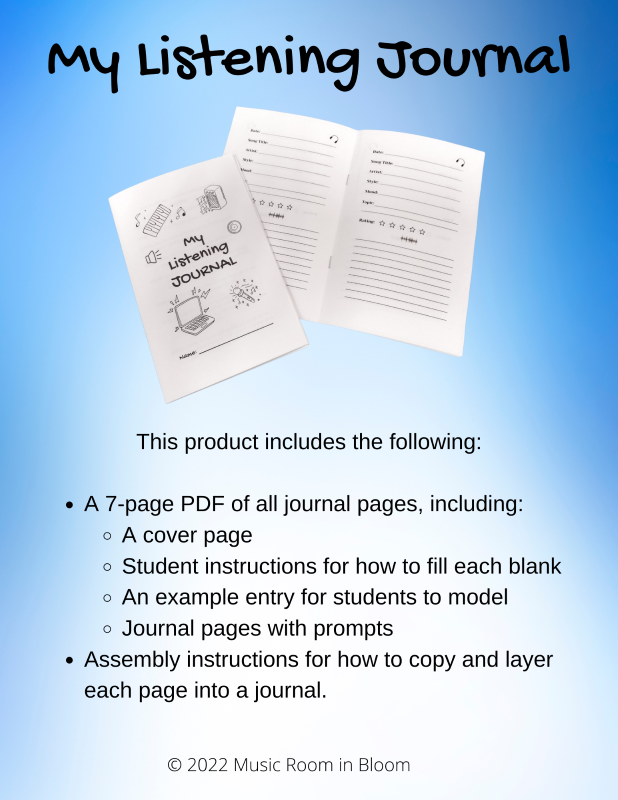 MUSIC LISTENING JOURNAL for Middle School General Music Made By Teachers