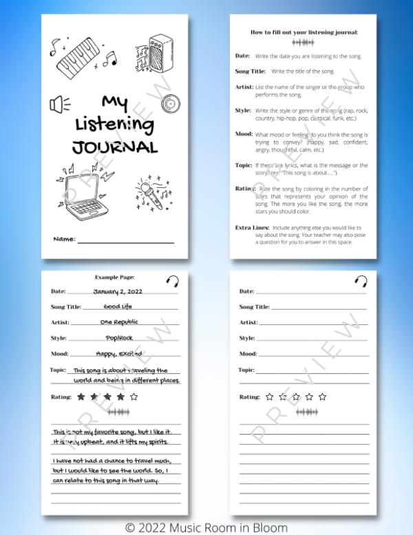 MUSIC LISTENING JOURNAL for Middle School General Music Made By Teachers