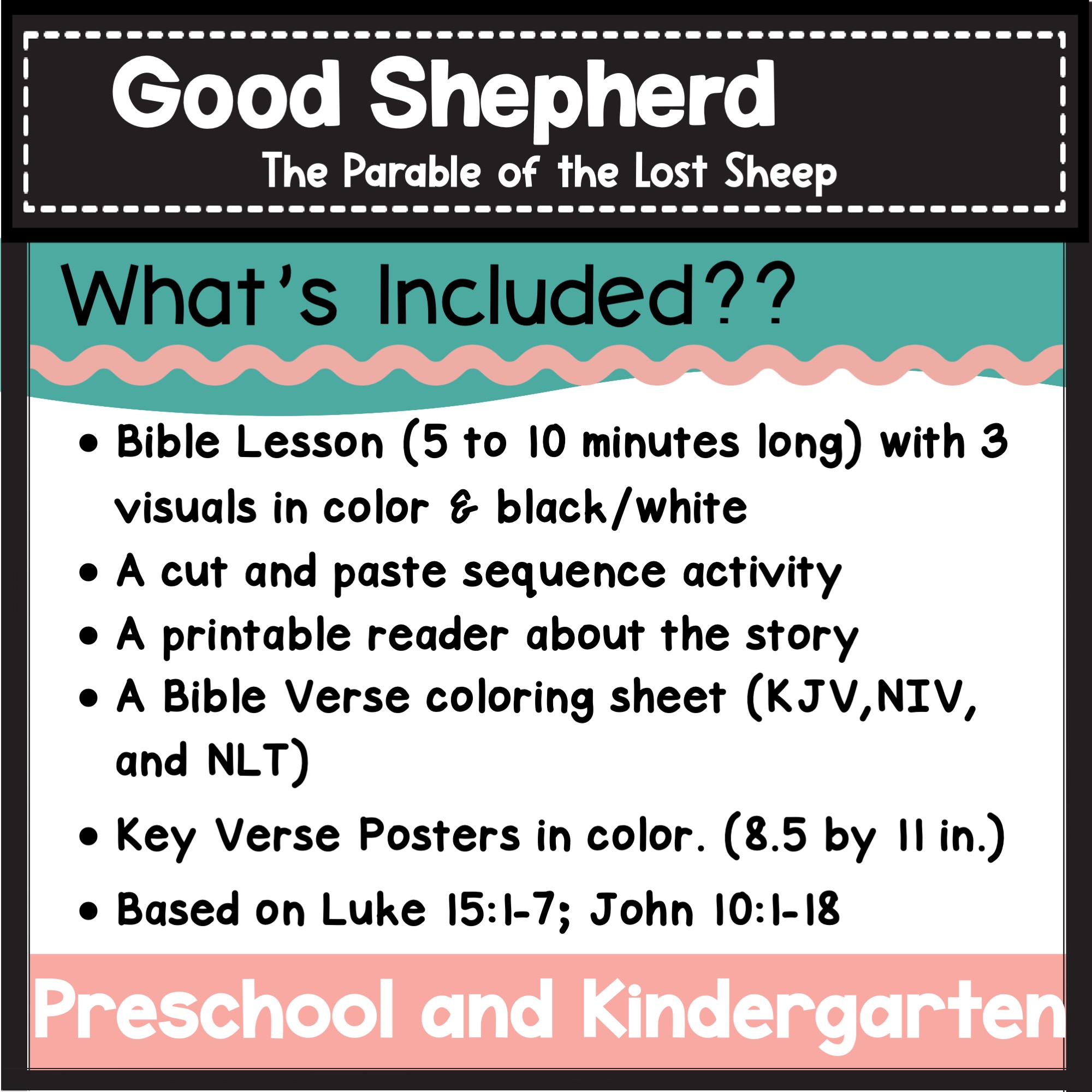 Parable of the Lost SheepGood Shepherd Bible Lesson & Activities for