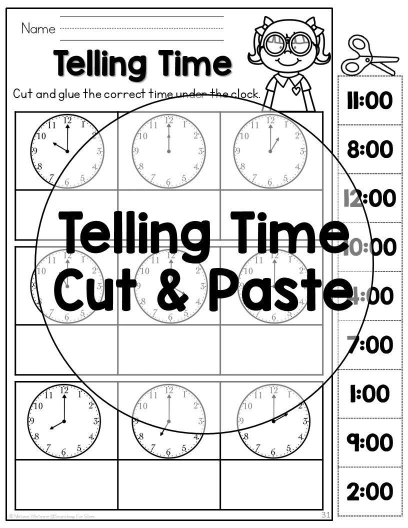 Telling Time by the Half Hour Cut & Glue Made By Teachers