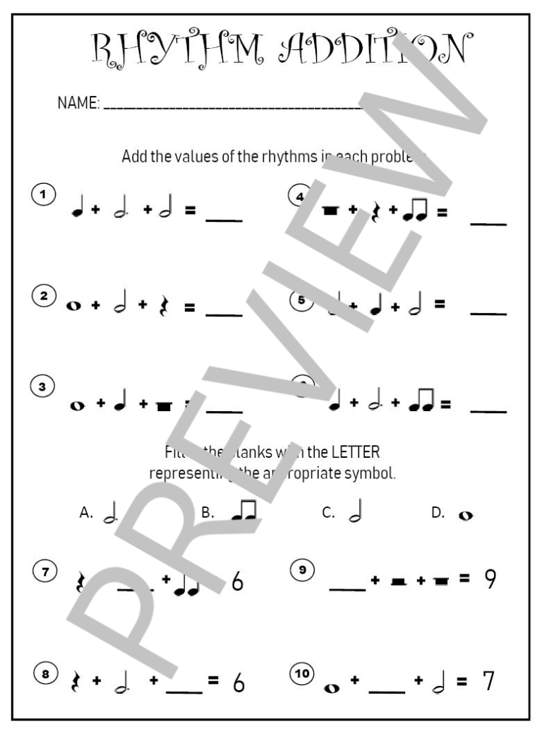 RHYTHM WORKSHEETS for Middle School General Music - Made By Teachers