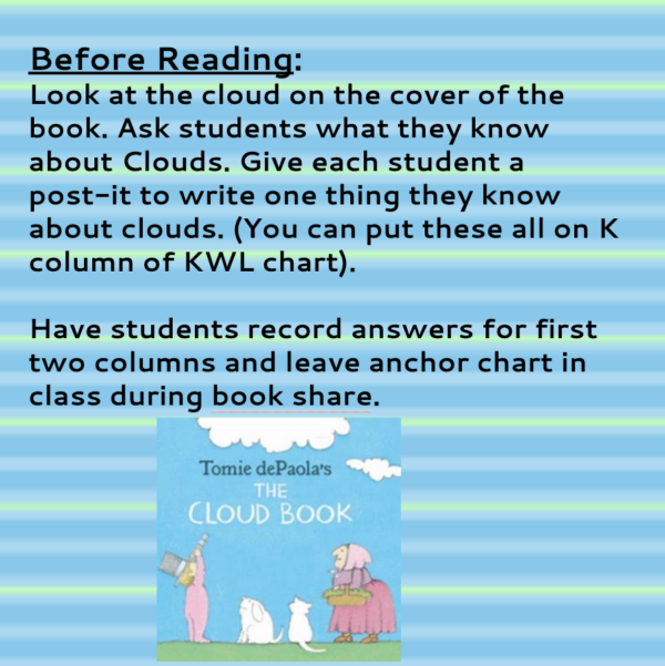 THE CLOUD BOOK BY TOMIE dePAOLA READING & EXTENSION ACTIVITIES UNIT
