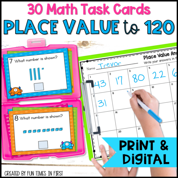Place Value to 120 Math Task Cards plus Google Slides | Made By Teachers