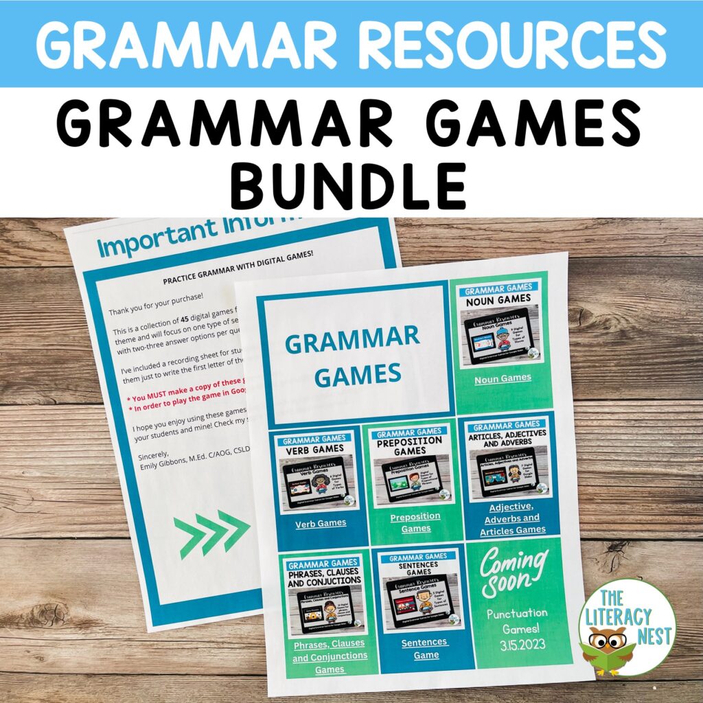 Grammar Games Bundle Made By Teachers