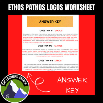 Ethos Pathos Logos ELA Worksheet | High School Rhetoric Worksheet | 9 ...