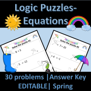 Spring Solving One and Two Step Equations | Logic Puzzles | Algebra 1