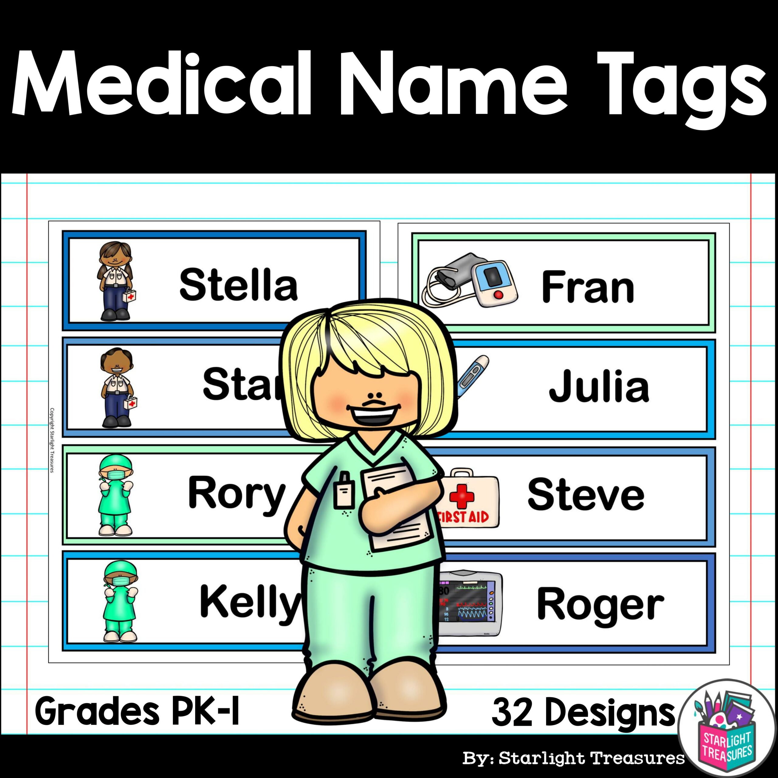Medical Name Tags Editable Made By Teachers
