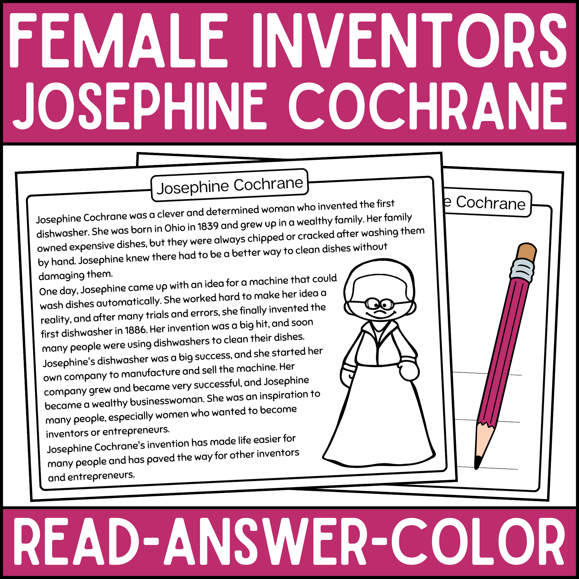 Josephine Cochrane Reading Comprehension Passage Women's History